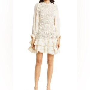 BiTiMO Elegant Cream Lace Mini Dress Sz Large NWT